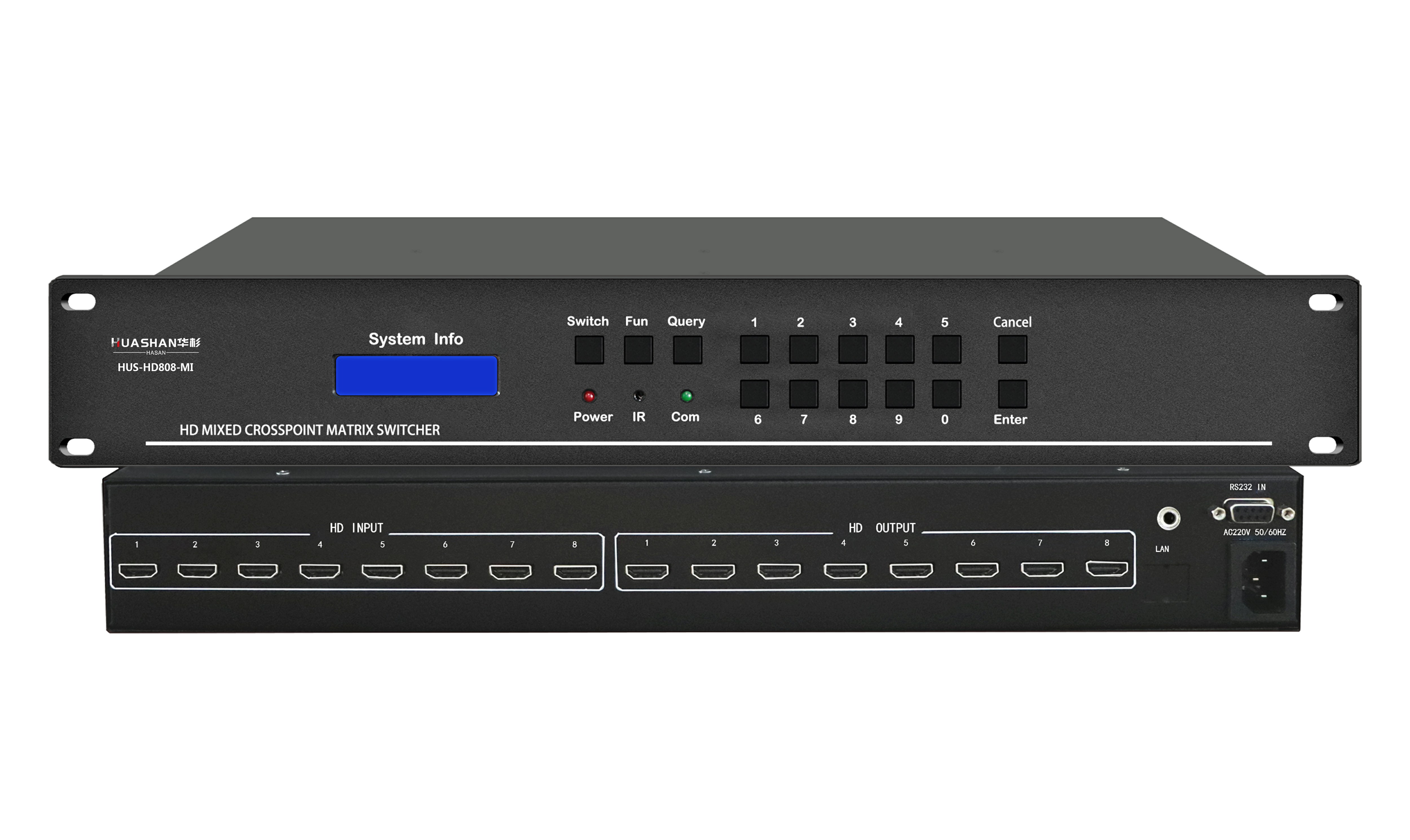 HUS-HD808-MI 8進(jìn)8出HDMI矩陣 (一體機(jī)，支持4K30)