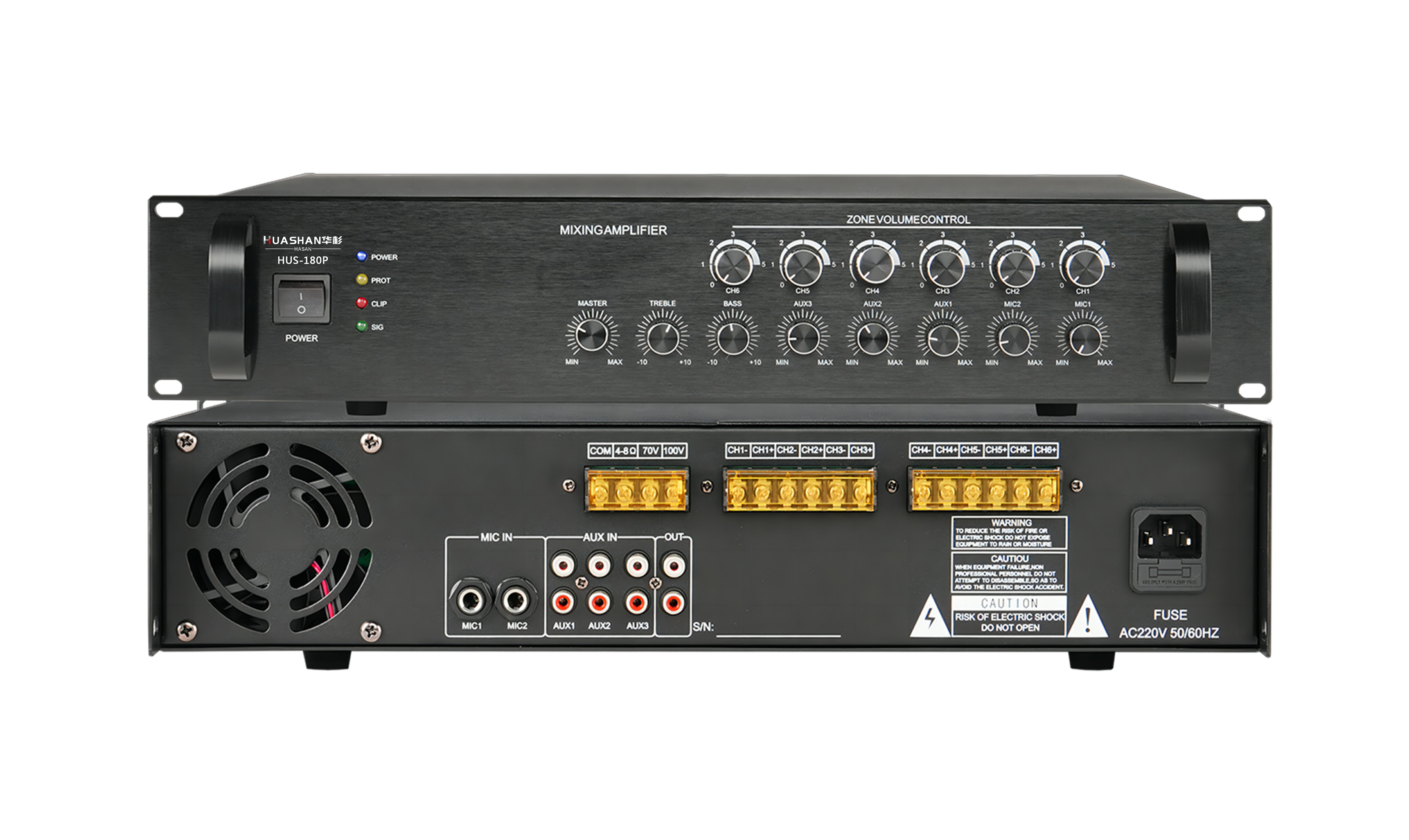 HUS-180P 6分區(qū)合并式功放(180W)