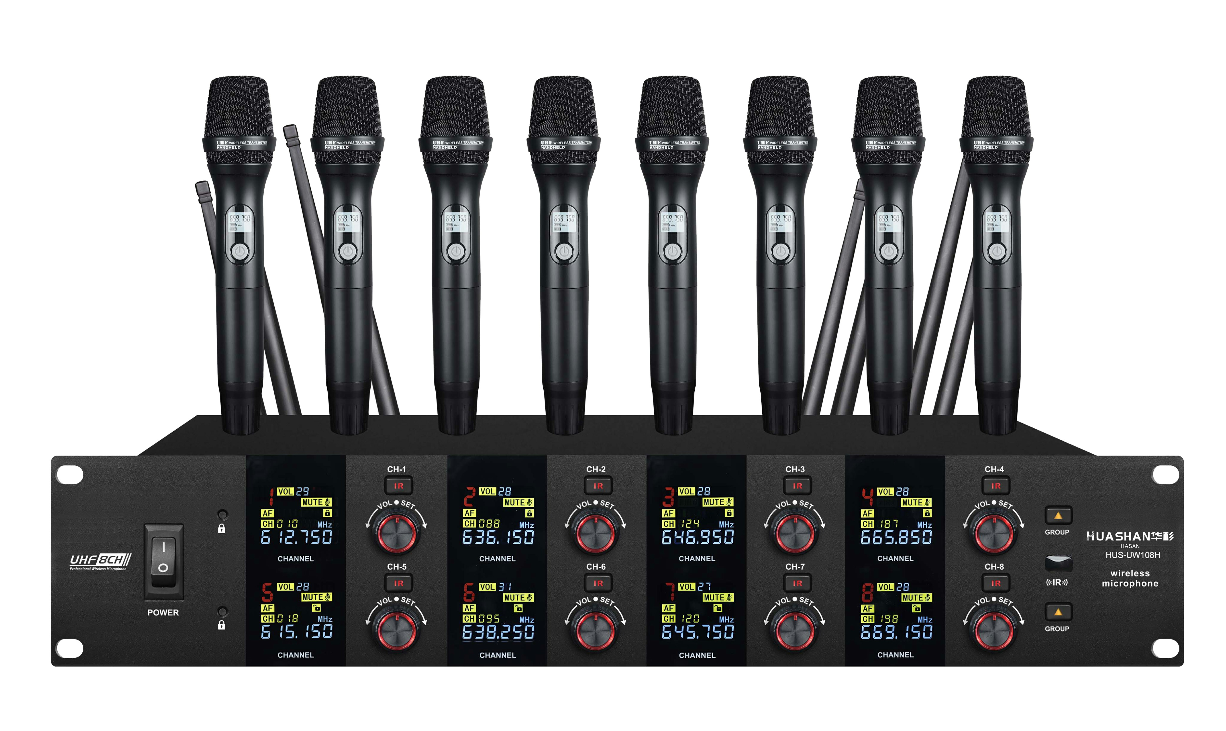 HUS-UW108H 無(wú)線一拖八無(wú)線手持話筒