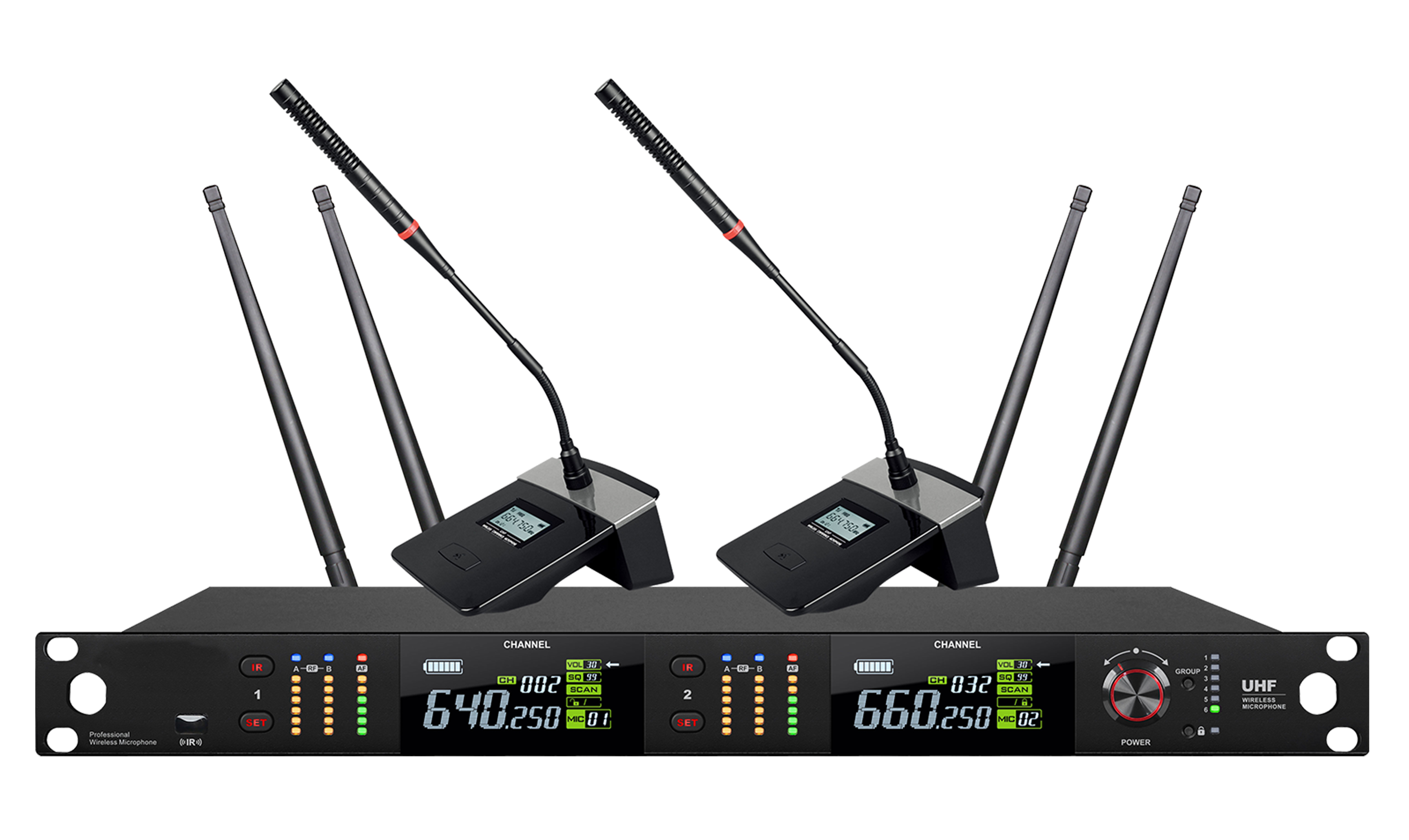 HUS-MD575L 真分集一拖二無(wú)線長(zhǎng)桿話筒 