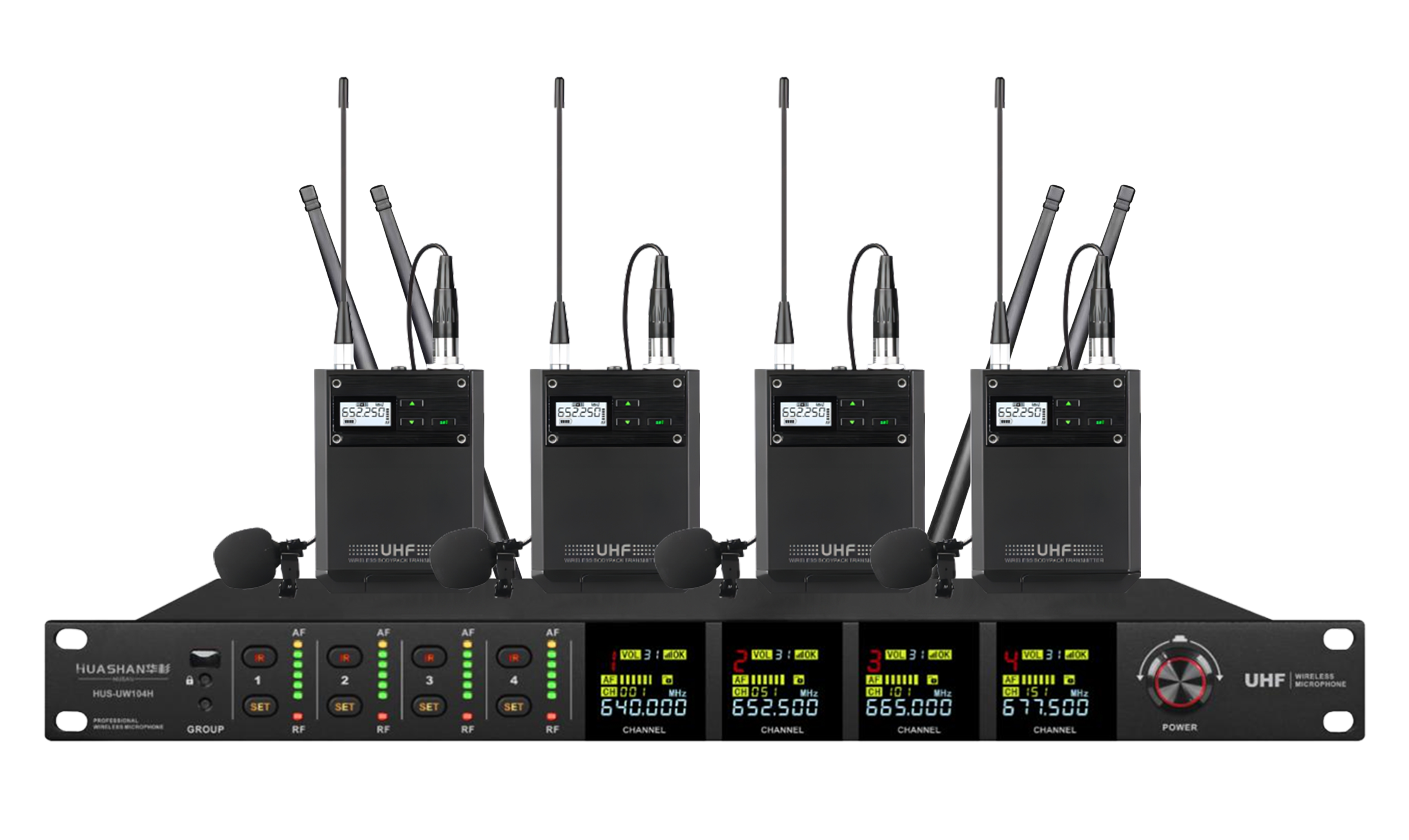 HUS-UW104HL 一拖四無(wú)線領(lǐng)夾麥克風(fēng)